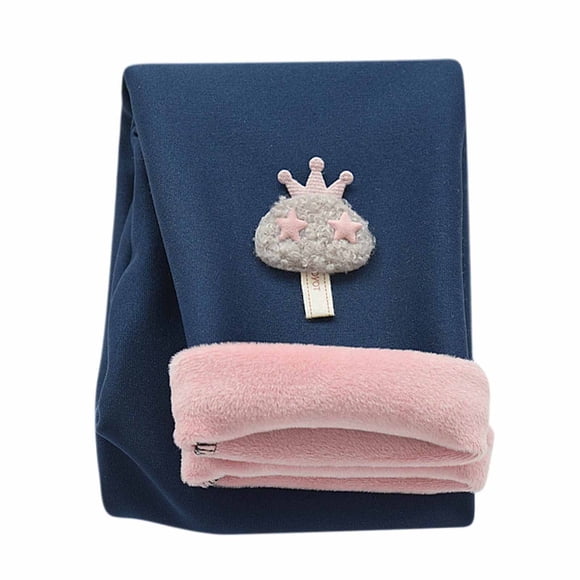 Mallas Para Niños Medias Para Bebés Otoño Invierno Niñas Hongos Bordado Lateral Mallas Para Gatos Pantalones Recortados Azul Marino Odeerbi LM103-2494