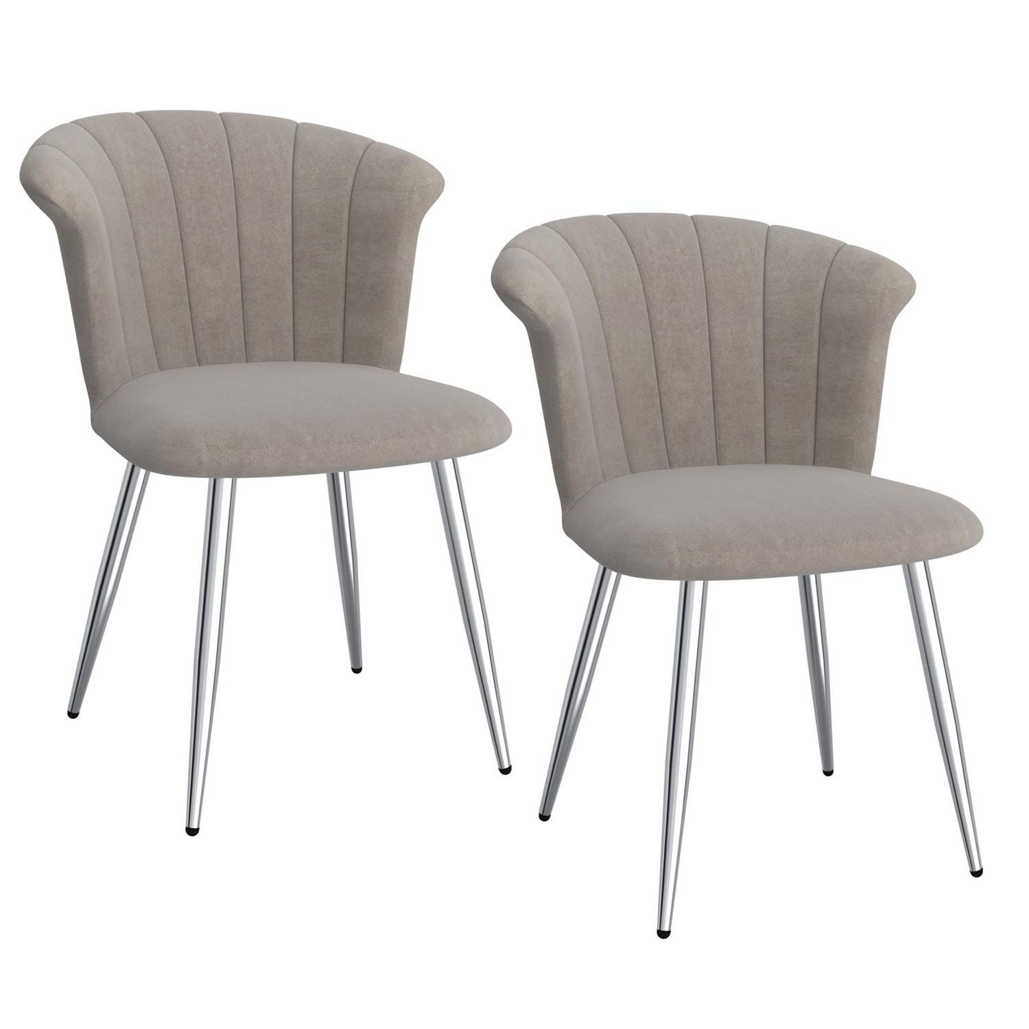 Set of 2 Modern Velvet & Metal Side Chair in Grey