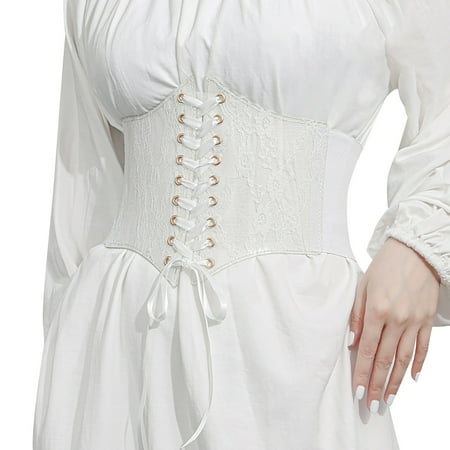 Women  s Corset Belt Tops Lace Up Waist Belt Strapless Underbust Corset Bustier Sheer Mesh Cincher Wide Belt