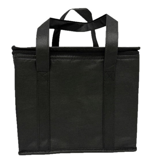 Medium Insulated Cooler Bag and Food Warmer for Delivery & Grocery Shopping with Zippered Top, Black (1 Pack)