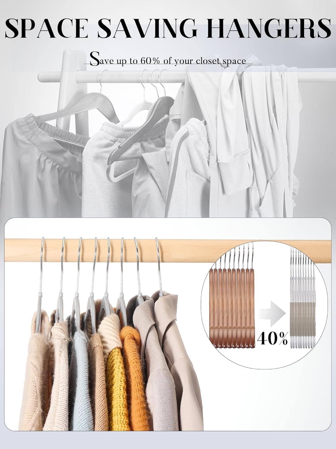 cozymood 50 Pack Coat Hangers Heavy, Duty Plastic Hangers with 360° Swivel Hook Non-Slip Design Space-Saving (Dark Gray)