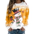 thumbnail image 1 of WEAIXIMIUNG Chandail en Molleton Femme Mignon Mode Hiver Décontracté Bonhomme de Neige Flocon de Neige Imprimé de Noël Col Rond Manches Longues Sweat à Capuche, 1 of 4
