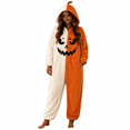 thumbnail image 3 of White Halloween Pumpkin Onesie Costume Adult Matching Oversized Jumpsuit Polyester Funny Pumpkin Hooded Casual Pajama Set, Oversized Onesie Jumpsuit 3XL, 3 of 5