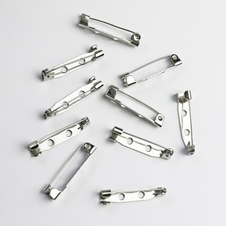 Bar Pins Brooch Clasp Pin Backs Safety Pin 100 Pieces Silver for Name Tags,  Badges 1 Inch (25mm)