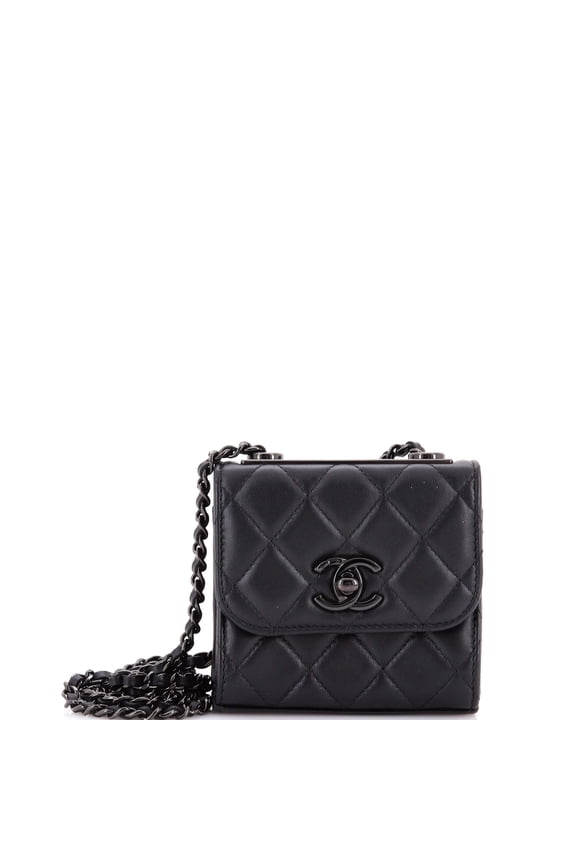Pre-Owned So Black Trendy CC Clutch with Chain Quilted Lambskin Small By Rebag