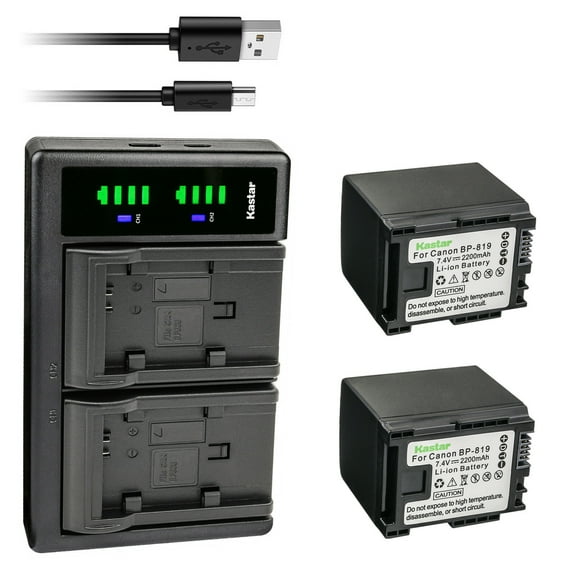 Kastar 2-Pack Battery and LTD2 USB Charger Replacement for Canon VIXIA HF M36 HFM36, VIXIA HF M300 HFM300, VIXIA HF M301 HFM301, VIXIA HF M306 HFM306, VIXIA HF M40 HFM40, VIXIA HF M41 HFM41