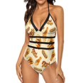 thumbnail image 3 of One Piece Swimsuit Women Tummy Control - V Neck Hamburger Chicken Legs Halter Swim Suits for Women 2025, Padded Full Coverage Bathing Swim Suit for Women, 3 of 7