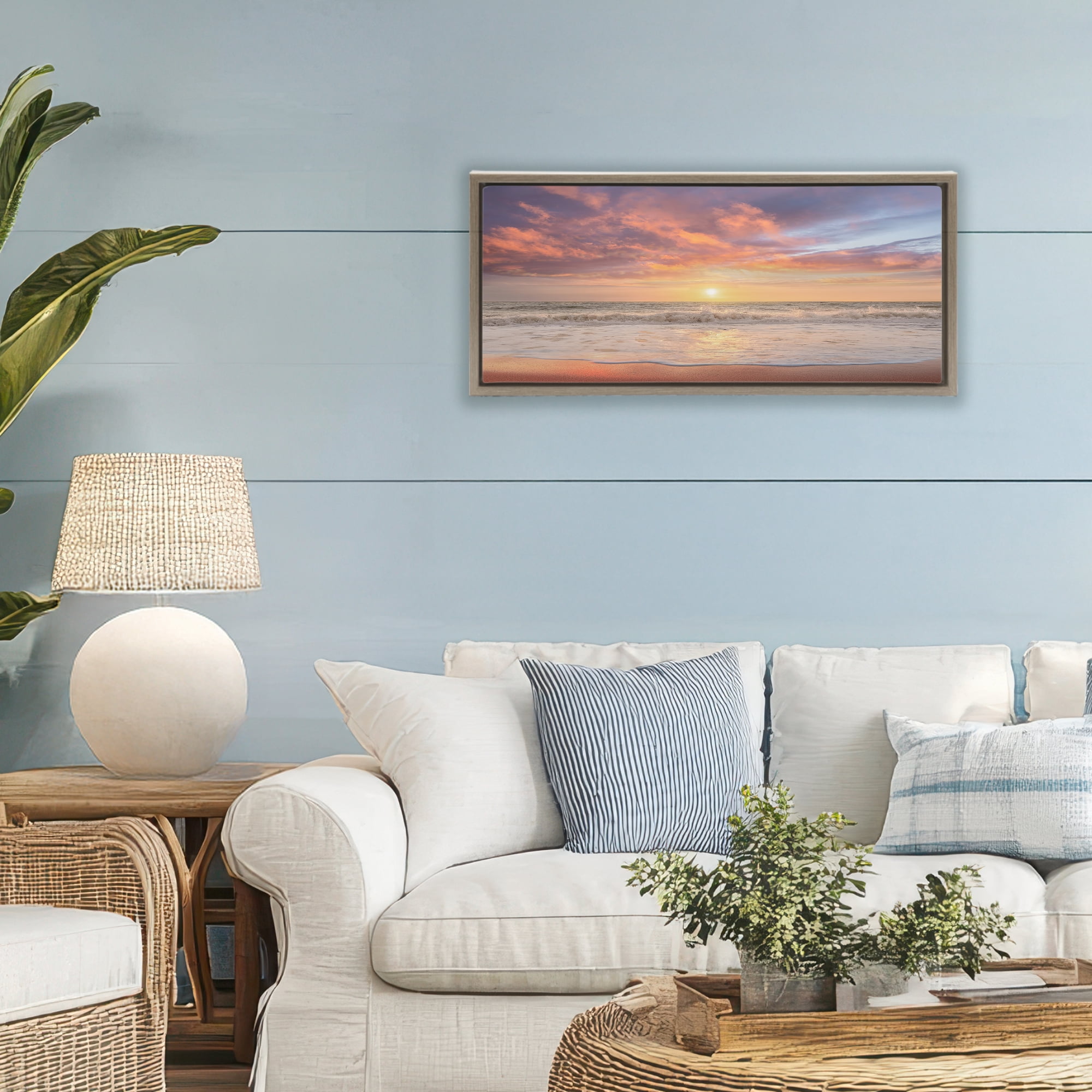 Stupell Industries Vivid Sunset Panorama Brown Framed Floater Canvas Wall Art, design by Mike Caliascibetta