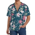 thumbnail image 3 of Xecao offers the Lilies Flowers for Men's Casual Short-sleeved Shirt, a button-up collared shirt with a pocket, perfect for beach vacations and yacht travel in the 3X-Large size., 3 of 7