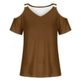 thumbnail image 4 of Timegard Womens Tops Summer V Neck Cold Shoulder Short Sleeve Fitting Comfy Tee Tops Casual Fashion, 4 of 5