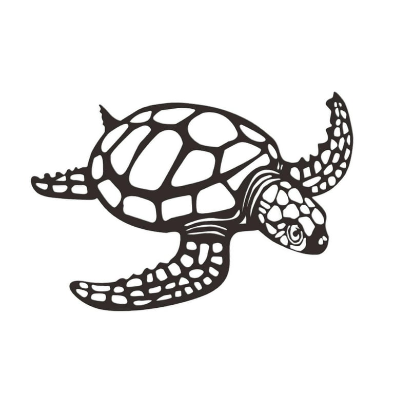 menolana Sea Turtle Statue Metal Versatile Modern Art Wall Decor Animal Figurines for Fence Kitchen Bathroom Indoor Outdoor TV Cabinet 30x28cm
