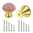 thumbnail image 1 of Pomos de Cajón Uxcell, 2Pcs 1.1 Pulgadas (28mm) Diámetro Decoración de Diamante Brillante, Tirador Redondo de Rhinestones con Tornillos para Hogar, Oficina, Cocina (Base Dorada + Diamante Rosa), 1 of 6