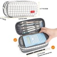 thumbnail image 3 of Estuche grande para lápices de gran capacidad, bolsa de almacenamiento grande, 3 compartimentos, organizador de escritorio, estuche para rotuladores, bolsa de papelería simple, portalápices (gris) oso de fresa  Electrónica, 3 of 5