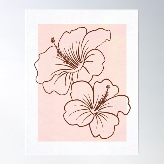 Minimalist Hibiscus Poster Wall Art, Modern Wall Decor For Living Room Bedroom, 8x12 UNFRAMED