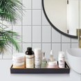 thumbnail image 7 of MAONAME Black Bathroom Tray, Plastic Vanity Tray, Countertop Sink Tray, Gold Edged Decorative Tray with Handles, Perfume Organizer for Dresser, Bathroom Accessories, 13.8" x 6" x 1.59", 7 of 7