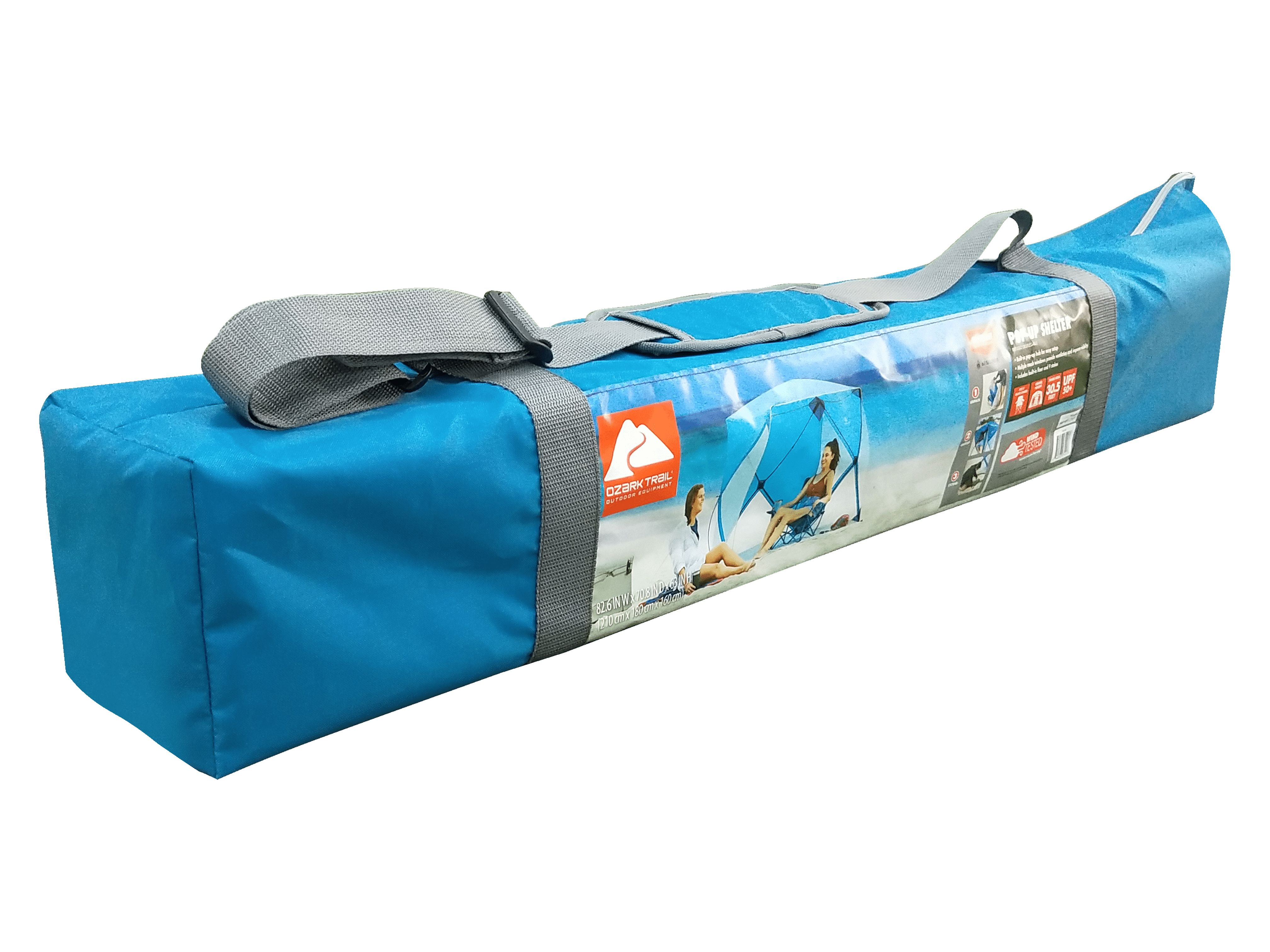 Ozark Trail 82" x 70" Pop Up Beach Shelter, with UPF50+ Protection, Blue
