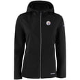 thumbnail image 2 of Women's Cutter & Buck Black Pittsburgh Steelers Evoke Eco Softshell Recycled Full-Zip Hooded Jacket, 2 of 3