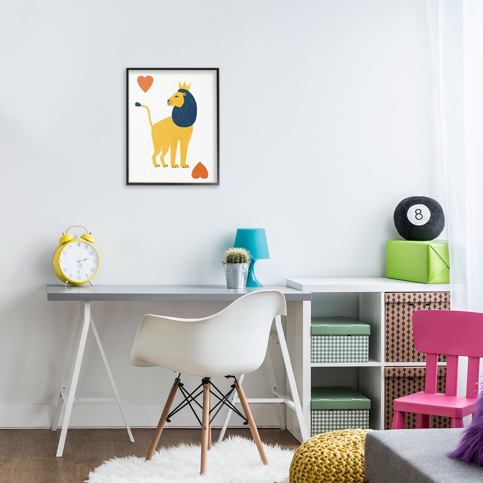 Lion & Hearts Card Black Framed Giclee Art, design by Svetlana Aleynikova