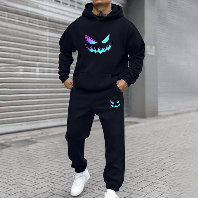 Yaoyar Track Suits Mens Prints Sweatsuit 2 Piece Set Hoodies and Sweatpants Sets Trendy Jogging Workout Sweat Suits Athletic Tracksuit
