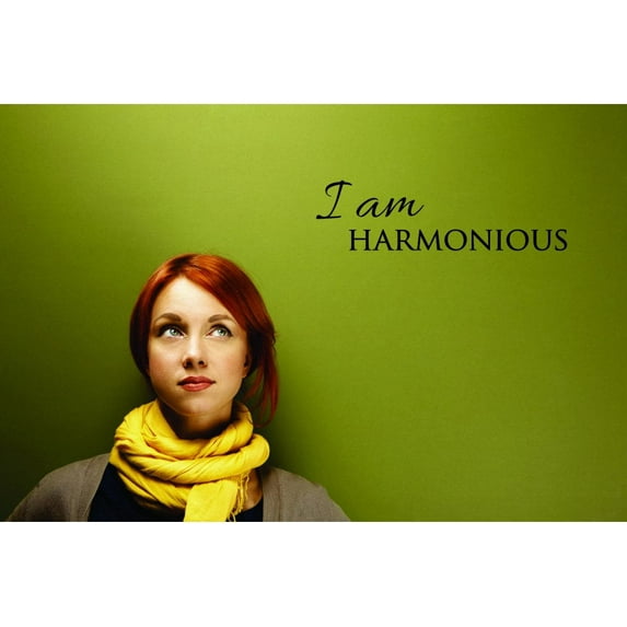I Am Harmonious Vinyl Wall Decal for Home - Strong Happy Perfect Loving Miracles Cute Wall Décor Bedroom Living Room Entry - Removable High Tact - Size: 12 In x 30 In