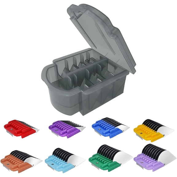 Animal Stainless Steel Attachment 8 Colors Guide Comb Set Compatible with Andis, Oster A5, Wahl KM10 Series Clipper Detachable Blade(Only Fit for 15# 10# 30# Blade)