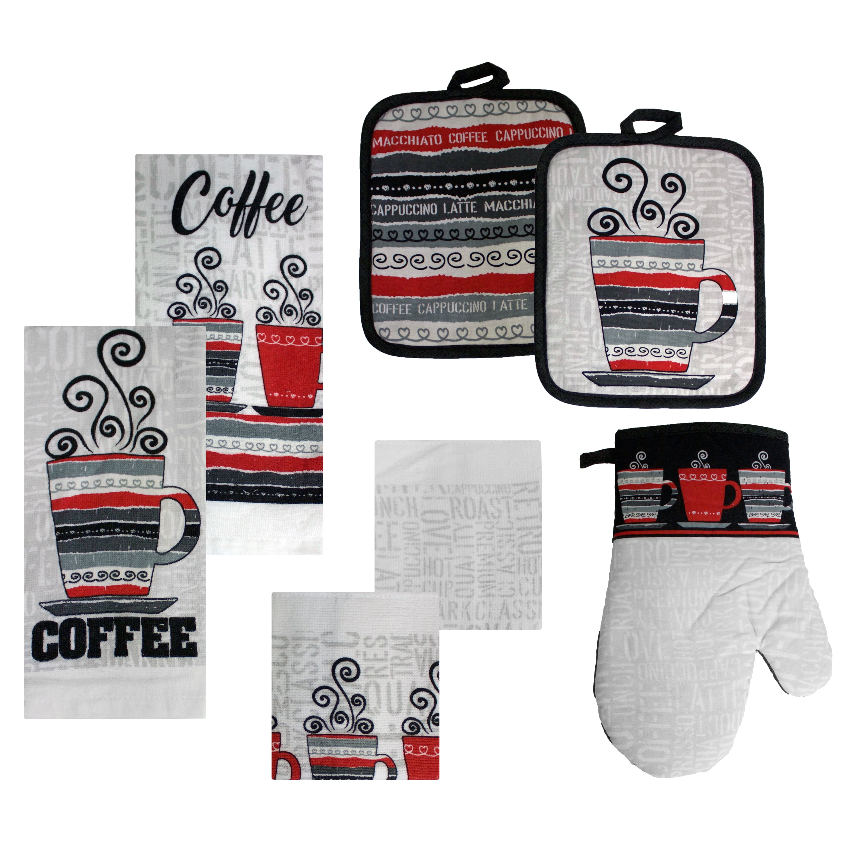 Mainstays Coffee Delight Kitchen Towel Set 7 Piece Brickseek
