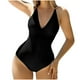 thumbnail image 2 of Trajes de baño de una pieza para mujer Traje de baño de cuello en V de color sólido para mujer Traje de baño de bikini dividido Traje de baño para mujer, 2 of 5