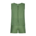 thumbnail image 7 of Zpanxa Two Piece Sets for Women, Summer Linen Fashion Dressy Round Neck Solid Color Sleeveless Blouse and Loose Pockets Shorts Sets, Business Casual Outfits for Women Vacation Travel Army Green S, 7 of 7