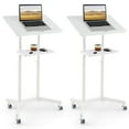 thumbnail image 1 of Costway 2 PCS Mobile Lectern Podium with Tilting Top Storage Tray Lockable Casters White, 1 of 8