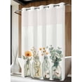 thumbnail image 4 of Spring Floral No Hook Shower Curtain Waterproof, Bathroom Curtains with Snap in Liners and See Through Top Window, Eucalyptus Leaf Summer Botanical Hotel Style Bathtub Curtains Shower 48"Wx72"L, 4 of 8
