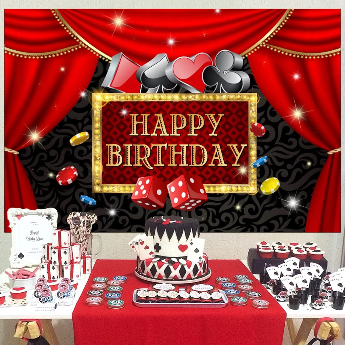  Casino Theme Party Decorations 133PCS Red and Black Gold  Balloon Garland Arch Kit with Dice Foil Balloons for Las Vegas Theme  Birthday Party Decorations : Toys & Games