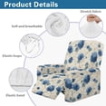 thumbnail image 6 of Renewold Floral Blue Beige Couch Cover Recliner Fitted Oversized Recliner Cover 4 Pieces Non-Slip Recliner Chair Cover with Pocket and Elastic Straps for Pets, Cats, Kids, 6 of 8