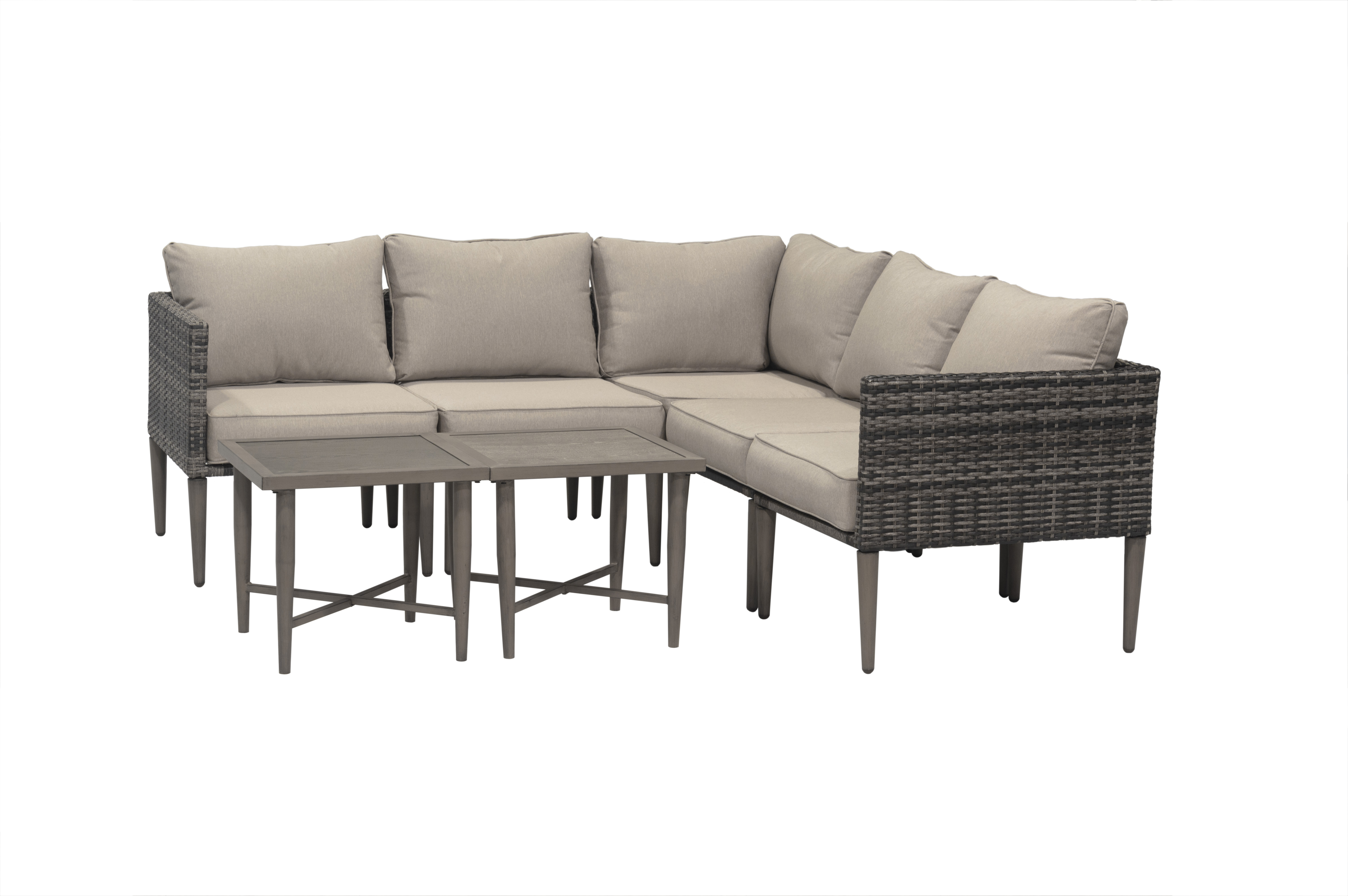 Donglin Outdoor Patio Furniture Sutton Creek 7-Piece Steel Sectional Sofa PE Wicker Rattan Set,Gray - image 10 of 16