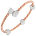 thumbnail image 2 of Fashion Alloy Rose Gold-Tone Twisted Cable White Blue CZ Evil Eye Bangle Bracelet, 2 of 3