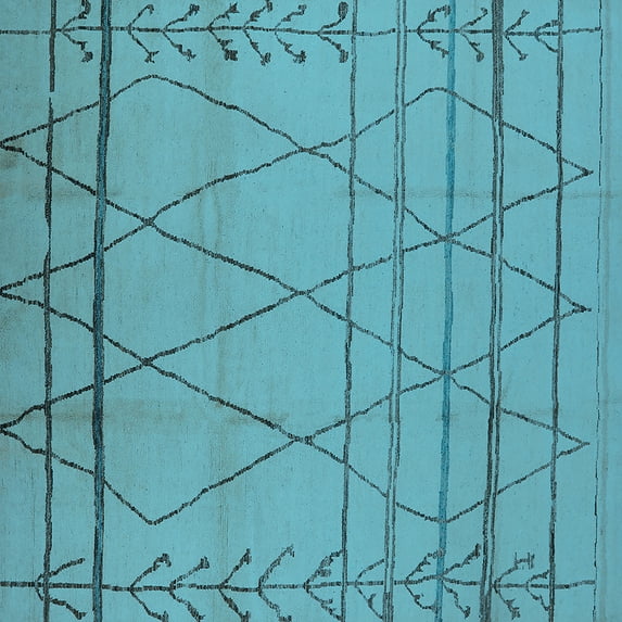 Ahgly Company Indoor Square Oriental Light Blue Industrial Area Rugs, 7' Square
