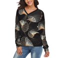 thumbnail image 3 of Golden Spiral Particles V-neck Sweater Winter Clothes Long Sleeve Knitwear Sweater Women's Pullover, 3 of 5