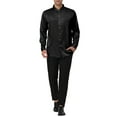 thumbnail image 2 of Unique Bargains Men's Prom Satin Long Sleeves Button Down Slim Fit Formal Shirts S Black, 2 of 6