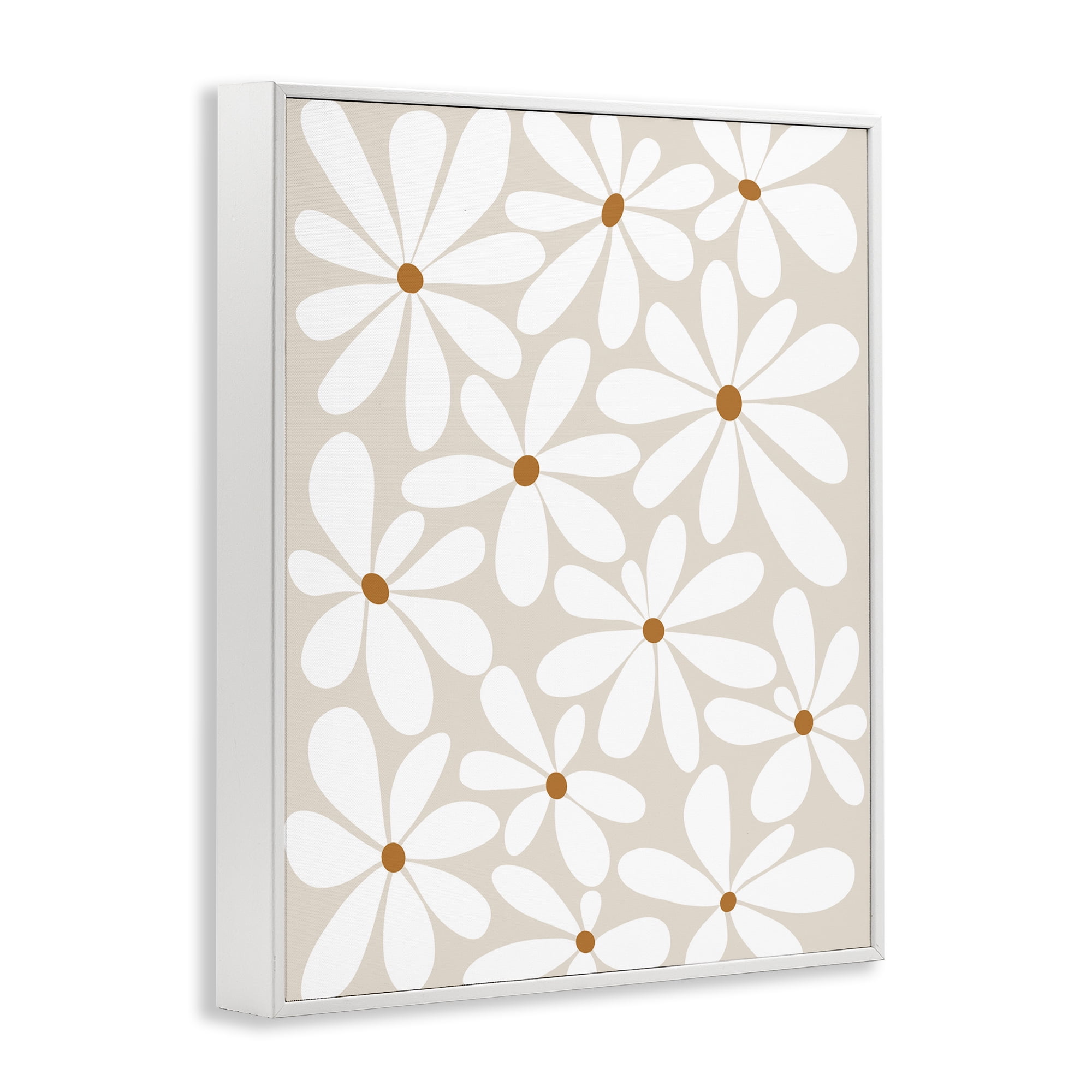 Stupell Industries Beige & White Daisies White Framed Giclee Art, design by Susan Ball