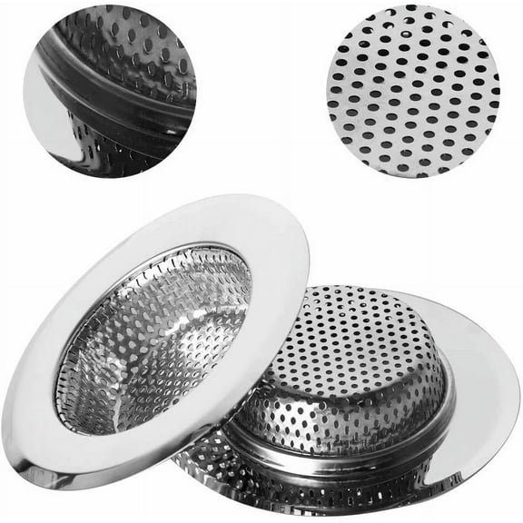 Kitchen Sink Drain Strainer (2 Pack) - Wide Rim 2.8” Diameter Stainless Steel Sink Strainer - Rust Proof Anti-Clogging Kitchen Sink Strainer Basket Fits Most Standard Size Sinks