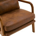 thumbnail image 6 of Modern Accent Armchair, Comfy Living Room Chair with Lumbar Pillow & High Back, Upholstered Single Sofa Reading Chair with Solid Wood Legs for Bedroom Living Room Office, Orange, 6 of 8
