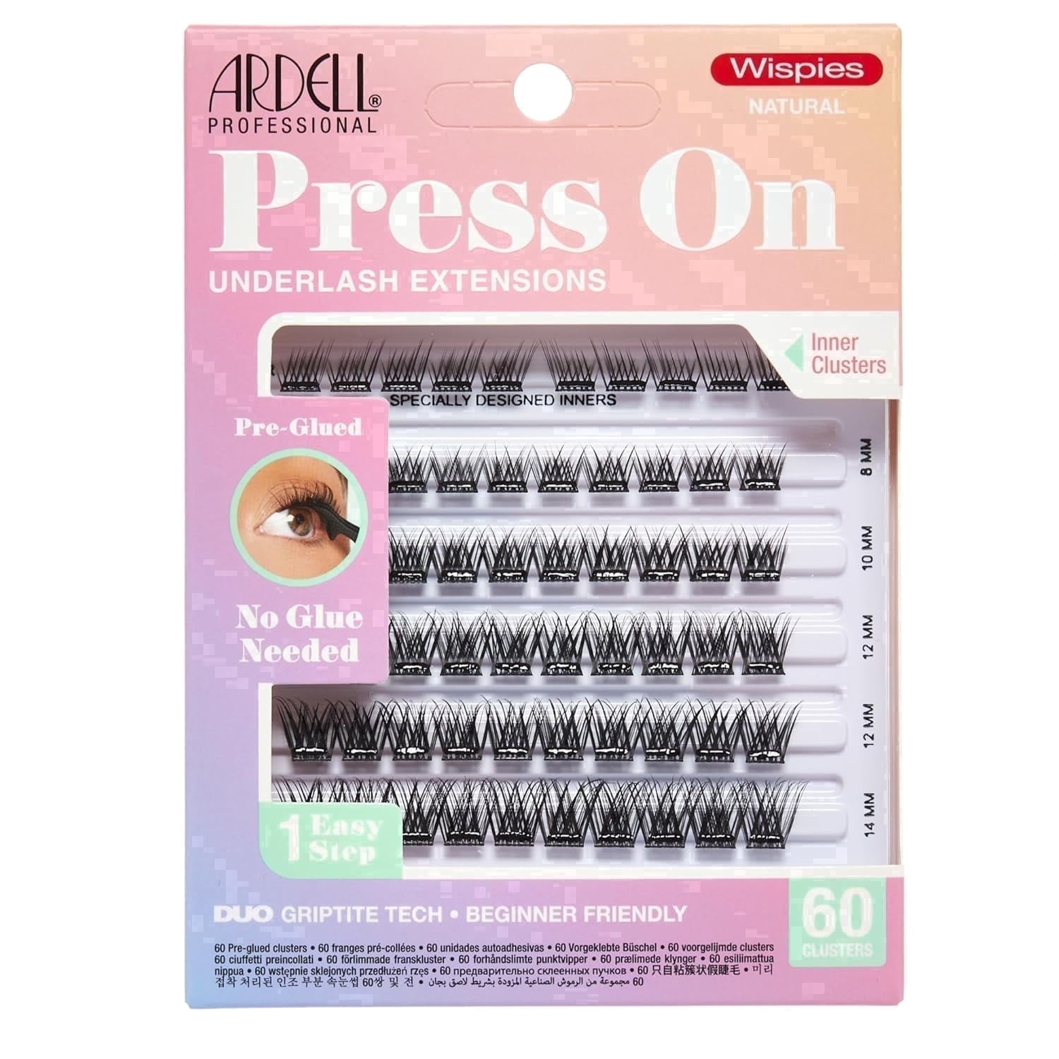 Ardell Press On Lash Clusters, Wispies Natural Pre-Glued Eyelash Extensions, 60 Count