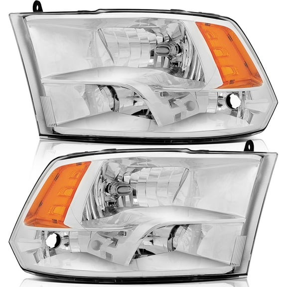 CCIYU Headlights Assembly 68001485AI68001484AI Chrome Housing Amber Reflector Clear Lens Headlamps For Dodge Ram 1500 2009-2010 For Dodge Ram 2500 2010 For Dodge Ram 3500 2010