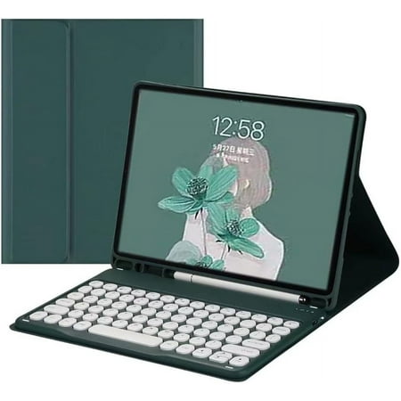 MYKOMI Keyboard Case for Galaxy Tab A8 10.5 Inch 2022 Model (SM-X200/X205/X207) - Slim Leather Folio Cover with S Pen Holder - Magnetically Wireless Detachable Keyboard - Round Keys