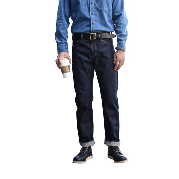 Saucezhan 316XX-18OZ Men's Jeans Straight Leg Regular Fit Mid Rise Sanforized Selvedge Denim 18 oz