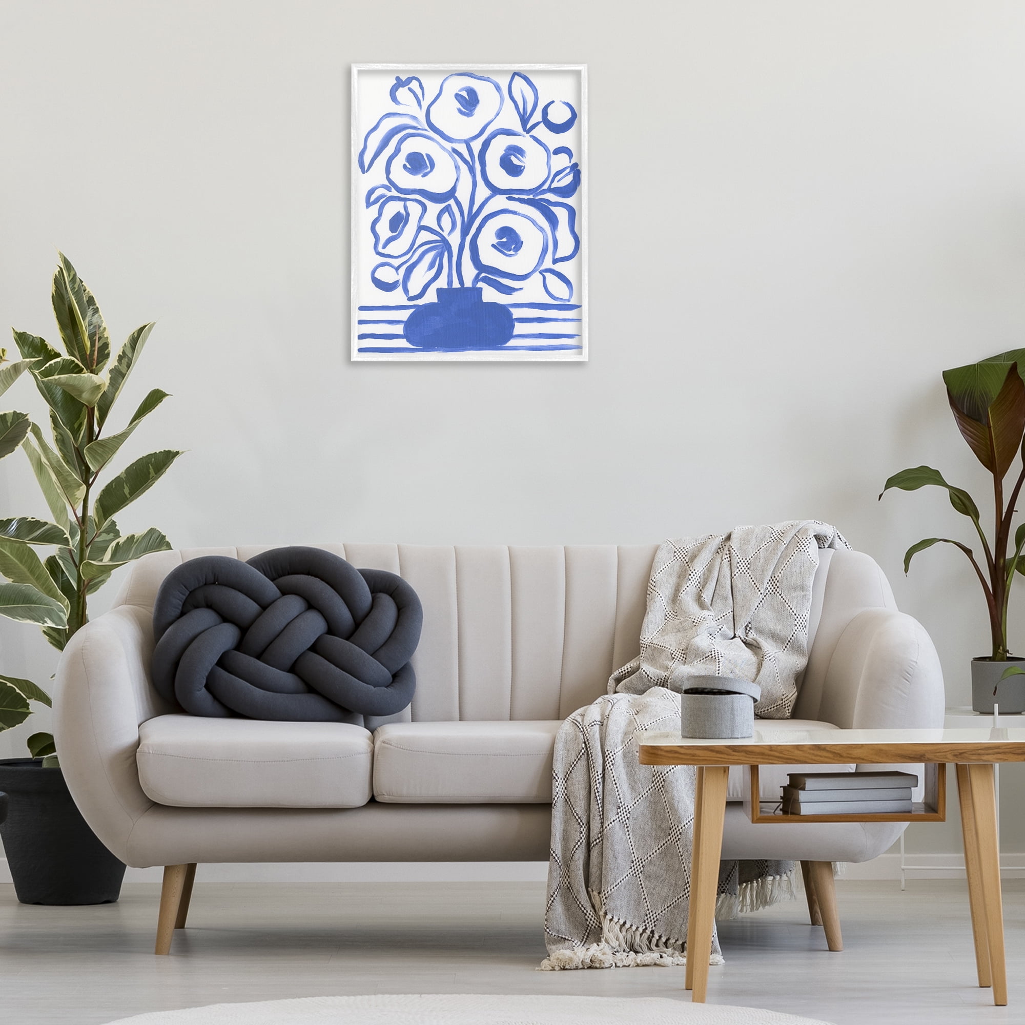 Stupell Industries Abstract Poppy Vase Botanical & Floral Painting White Framed Art Print Wall Art, 24 x 30