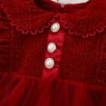 thumbnail image 4 of PEASKJP Robes de Cérémonie pour Filles Manches Longues Soirée de Mariage Robe de Danse Formelle, Rouge 12, 4 of 5