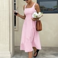 thumbnail image 5 of CIENVNSTG Women Sweet Maxi Dress Wide Strap Square Neck Flare Dress Summer Sundress Pink S, 5 of 5