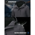 thumbnail image 3 of Men's Hooded Softshell Jacket Water-resistant Insulated Windbreaker Winter Warm Fleece Lined Rain Shell Jacket Darkgray 2XL, 3 of 8