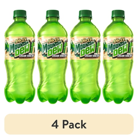 (4 pack) Mountain Dew Dirty Dew Cream Soda 20 fl oz Bottle