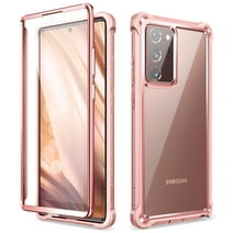 Dexnor for Galaxy Note 20 Ultra Case with Screen Protector Clear Electroplated Metal 360 Full Body Rugged Protective Shockproof Hard Cover Heavy Duty Defender Bumper for Samsung Note 20 Ultra 5G Pink